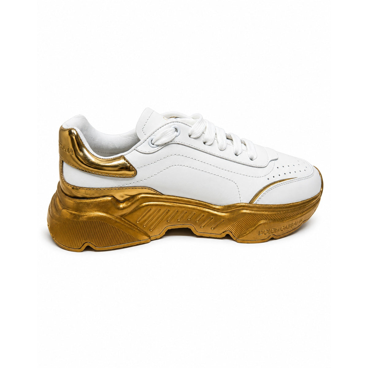 Dolce & Gabbana White Gold Daymaster Sneaker Shoes