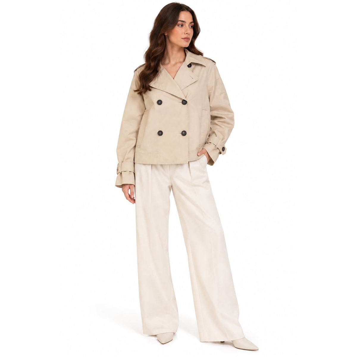 Peserico Sand Beige Double Breasted Trench Jacket