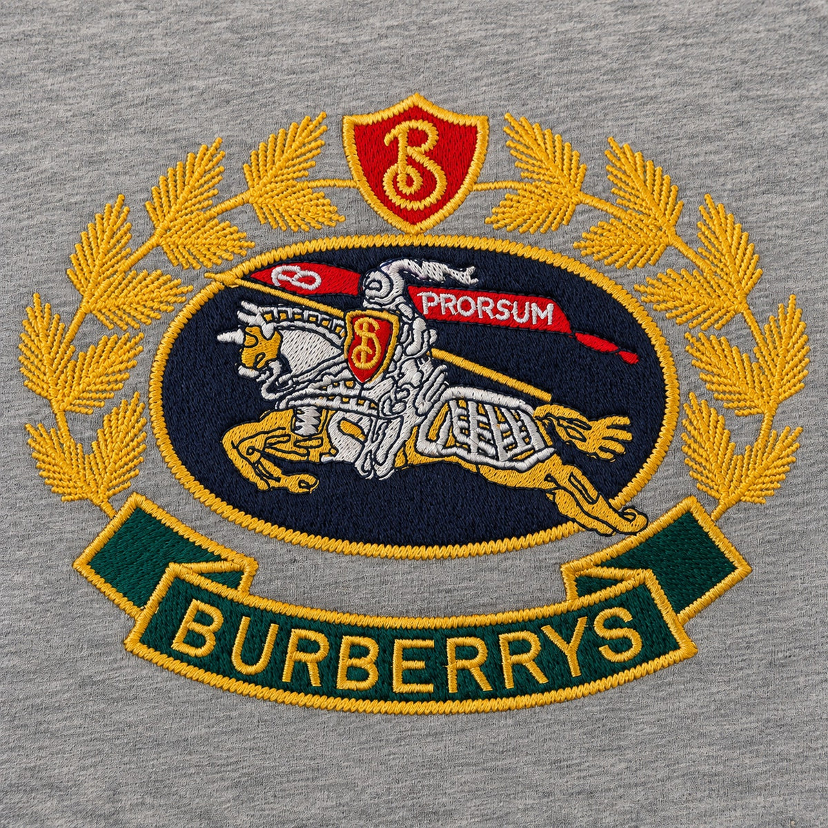 Burberry Gray Crew Neck Embroidered Archive Logo T Shirt