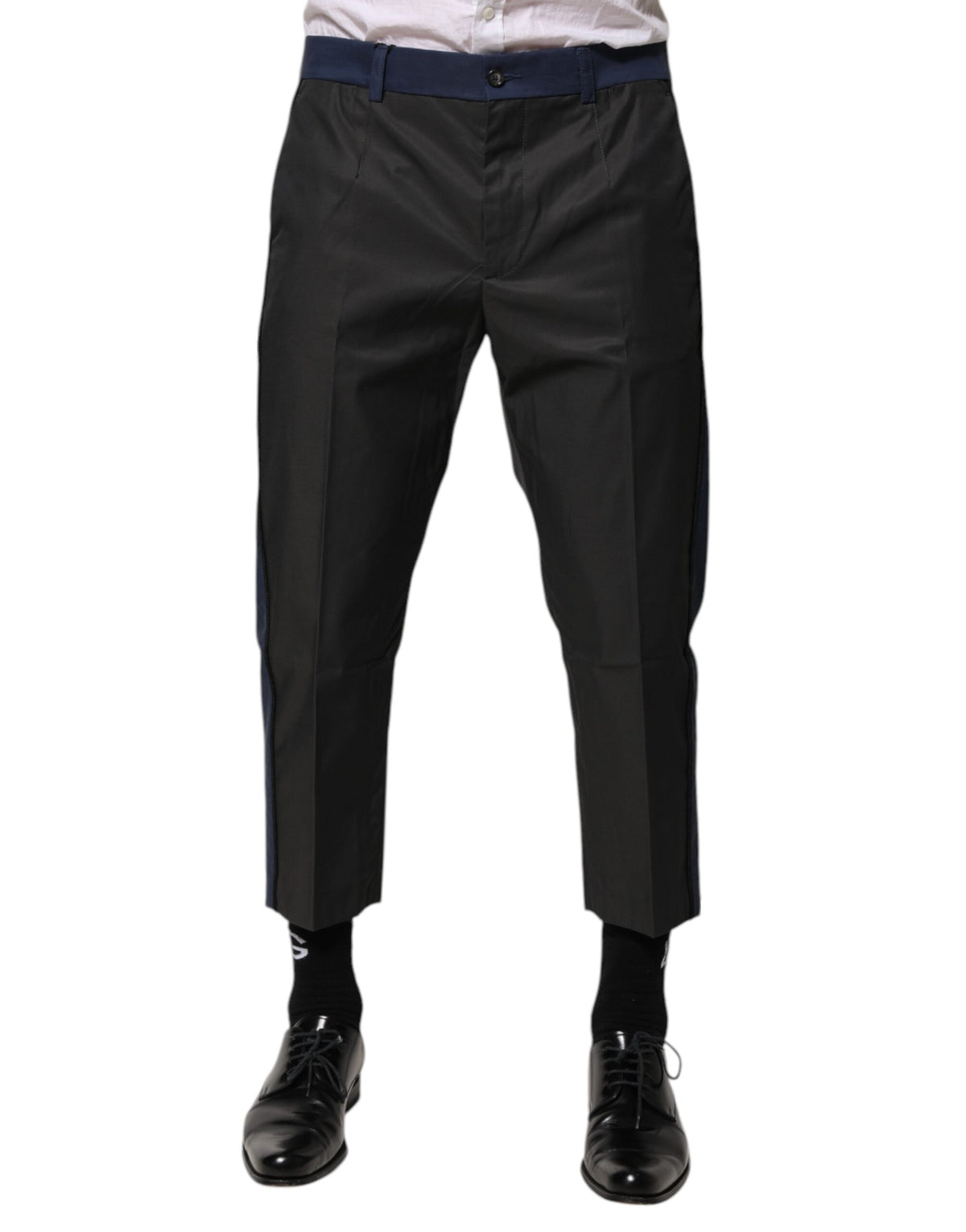 Dolce & Gabbana Gray Blue Cotton 3/4 Chinos Crop Trouser Pants