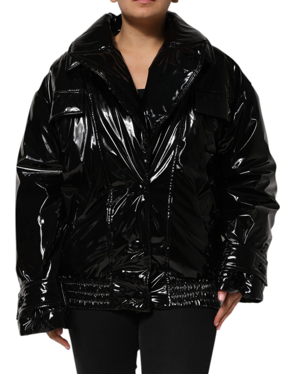 Dolce & Gabbana Black Polyester Quilted Puffer Coat Jacket