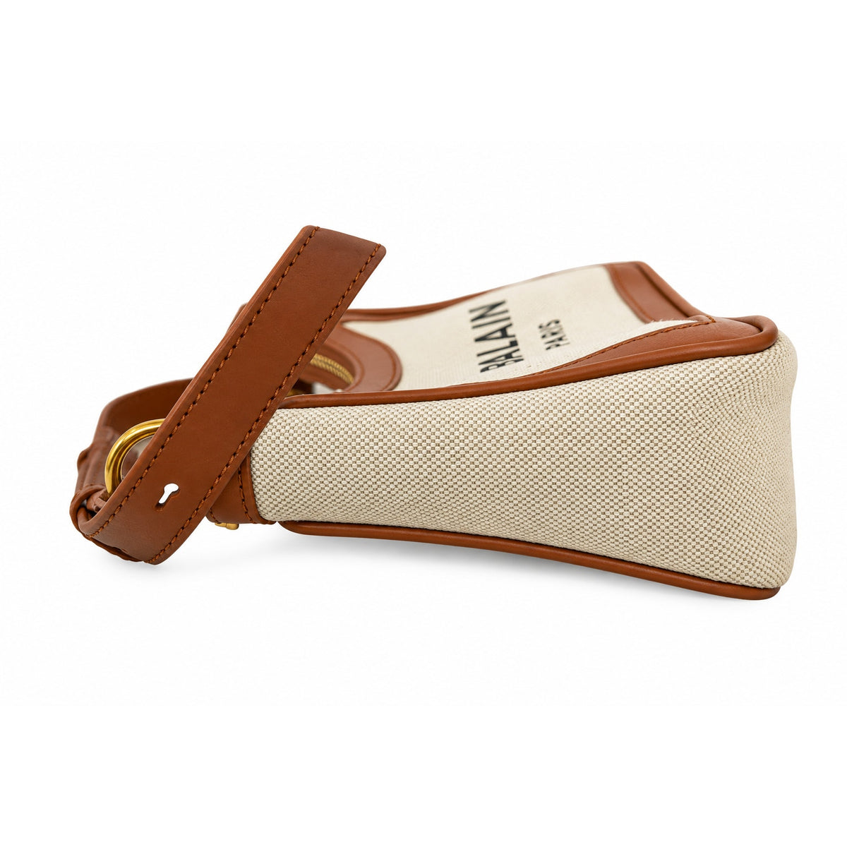 Balmain Beige B-Army Canvas Leather Shoulder Bag