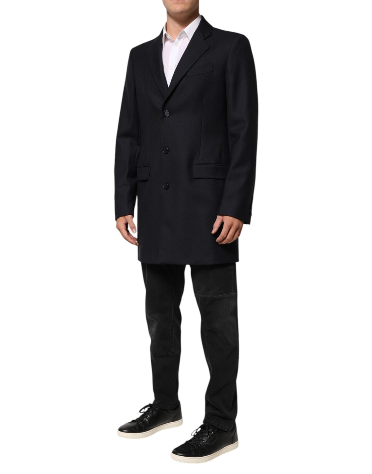 Dolce & Gabbana Dark Blue Wool Men Jacket Coat Blazer Suit