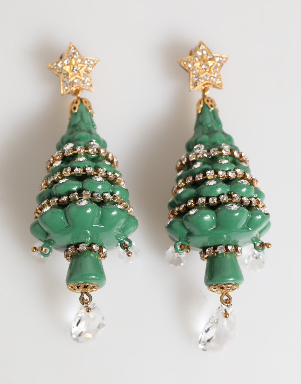 Dolce & Gabbana Gold Brass Multicolour Christmas Tree Earrings
