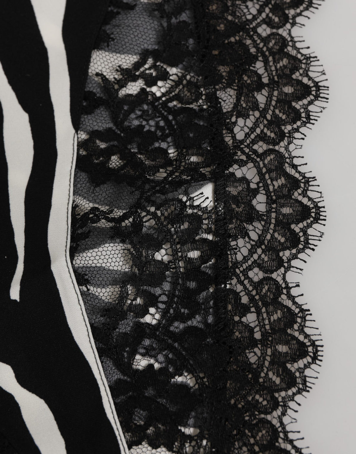 Dolce & Gabbana Black Silk Zebra Print Lace High Waist Underwear