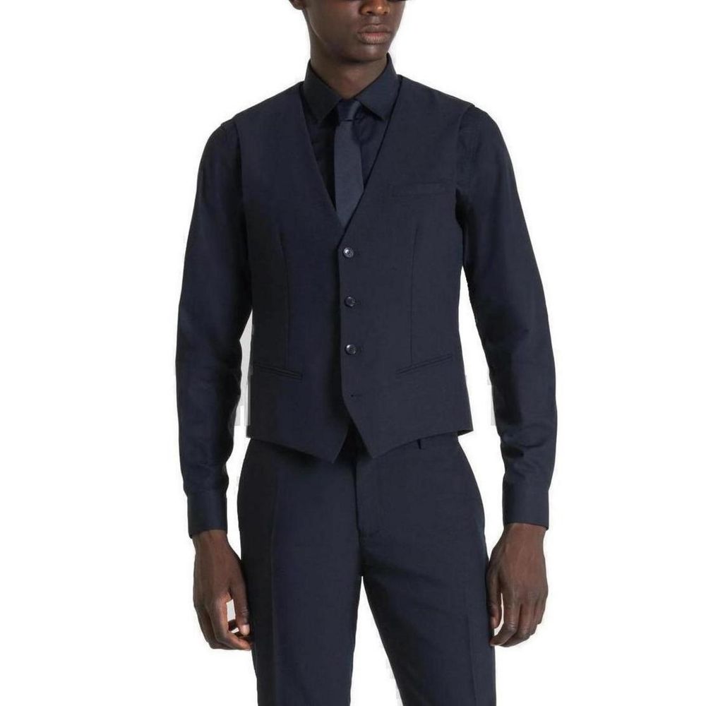 Antony Morato Blue Polyester Waistcoat