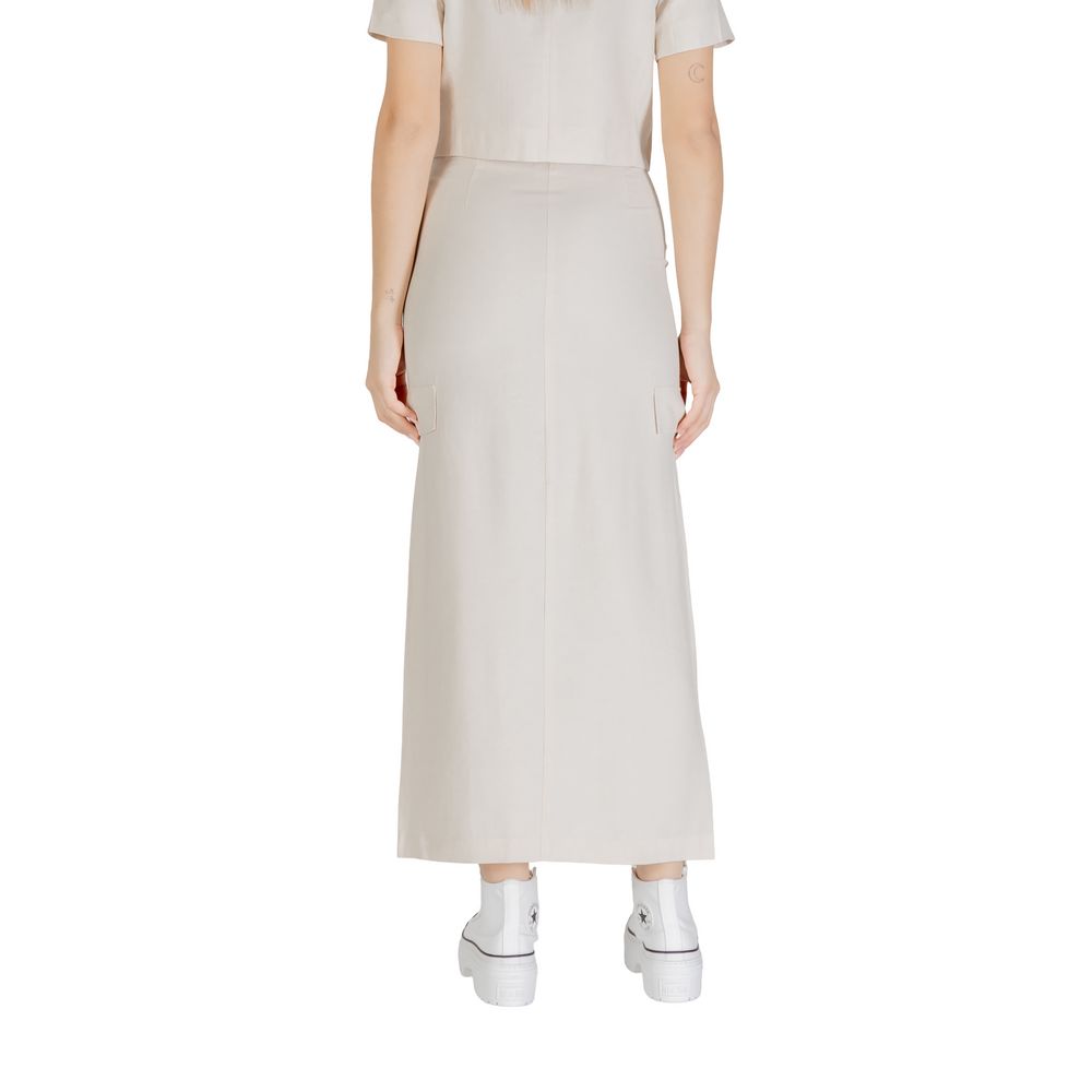 Jacqueline De Yong Beige Viscose Long Skirt