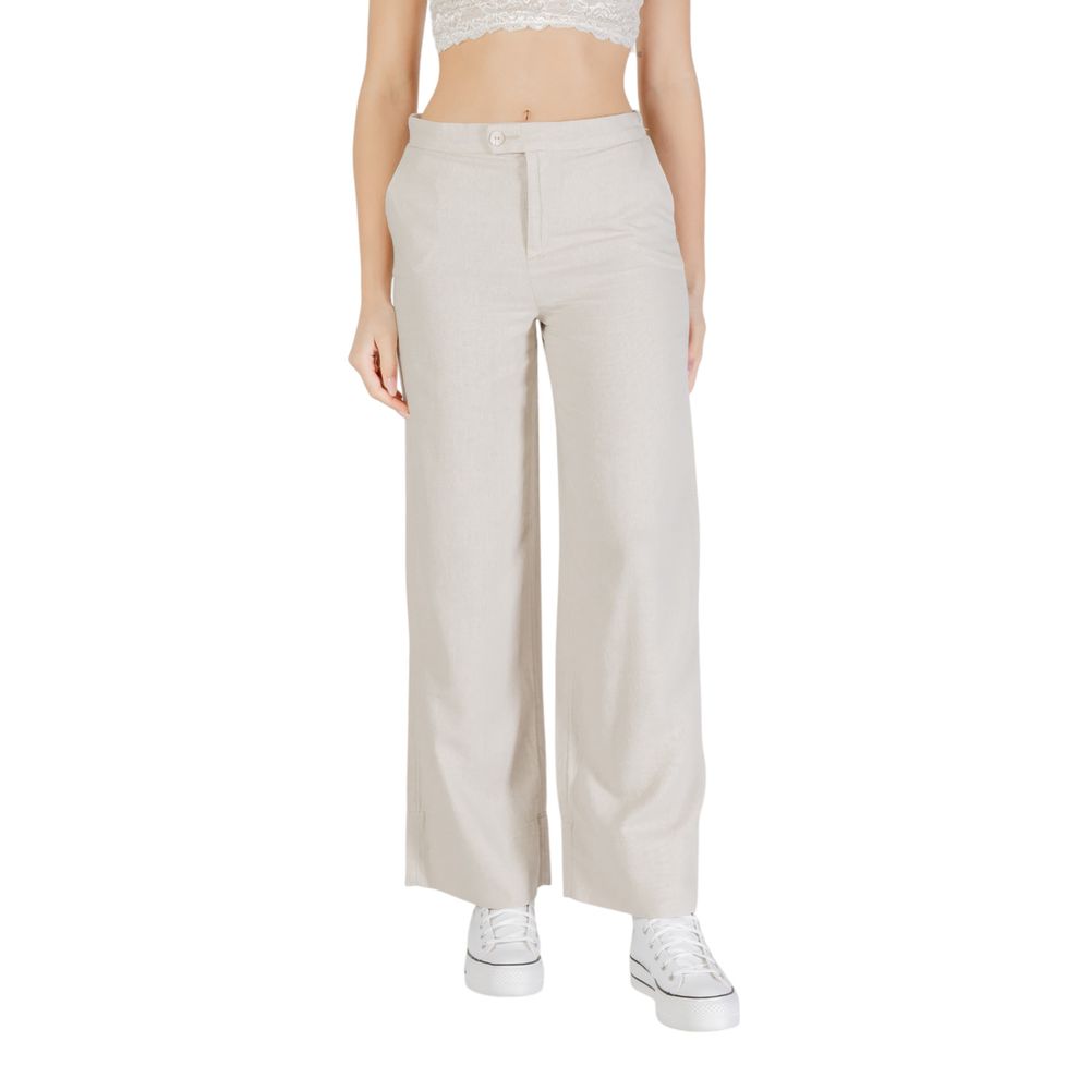 Only Beige Viscose Casual Pants