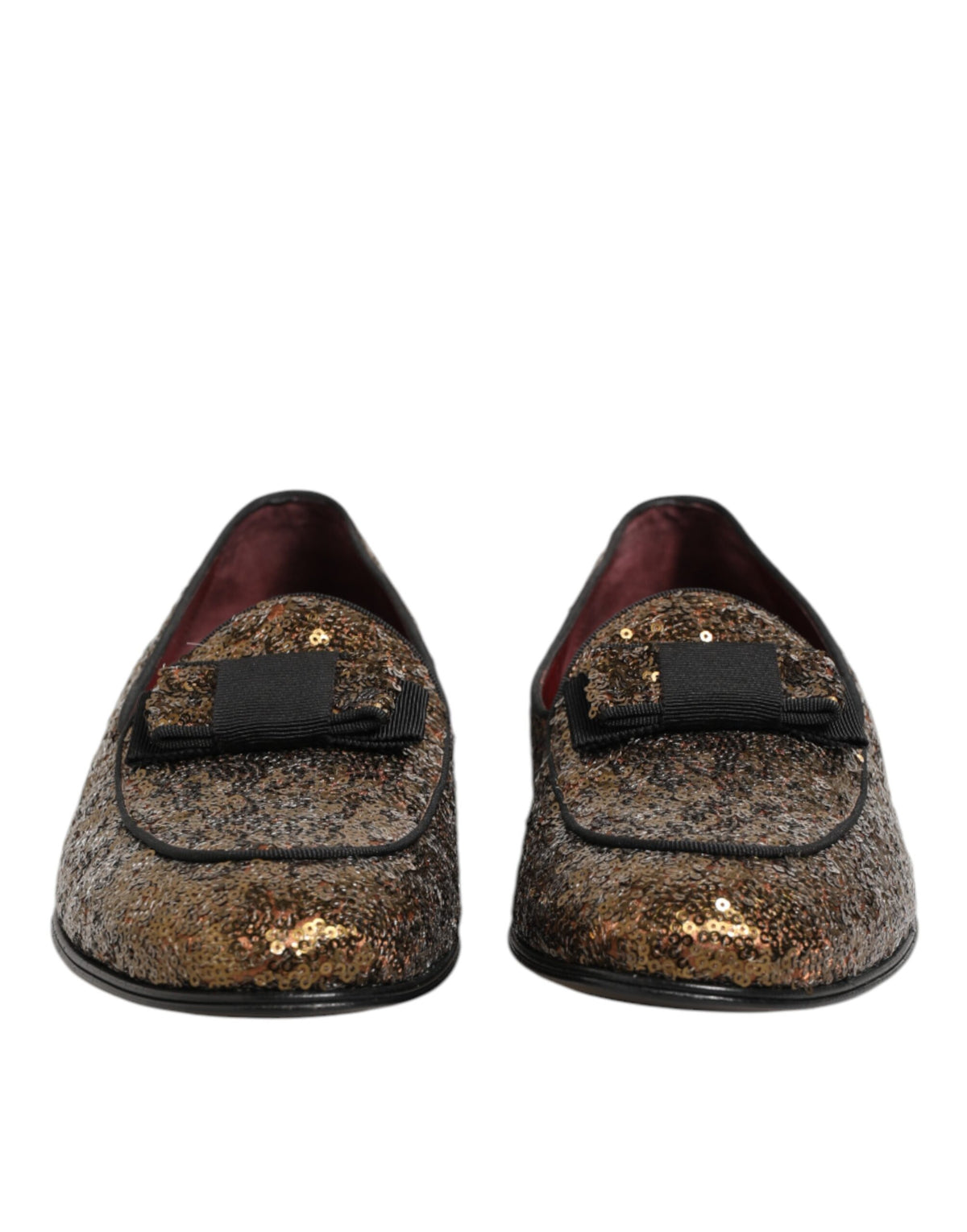 Dolce & Gabbana Gold Sequined Slip On Loafers Men Dress Shoes