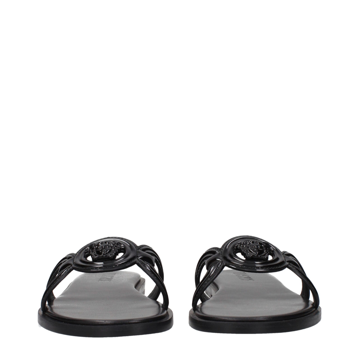 Versace Black Leather Slippers