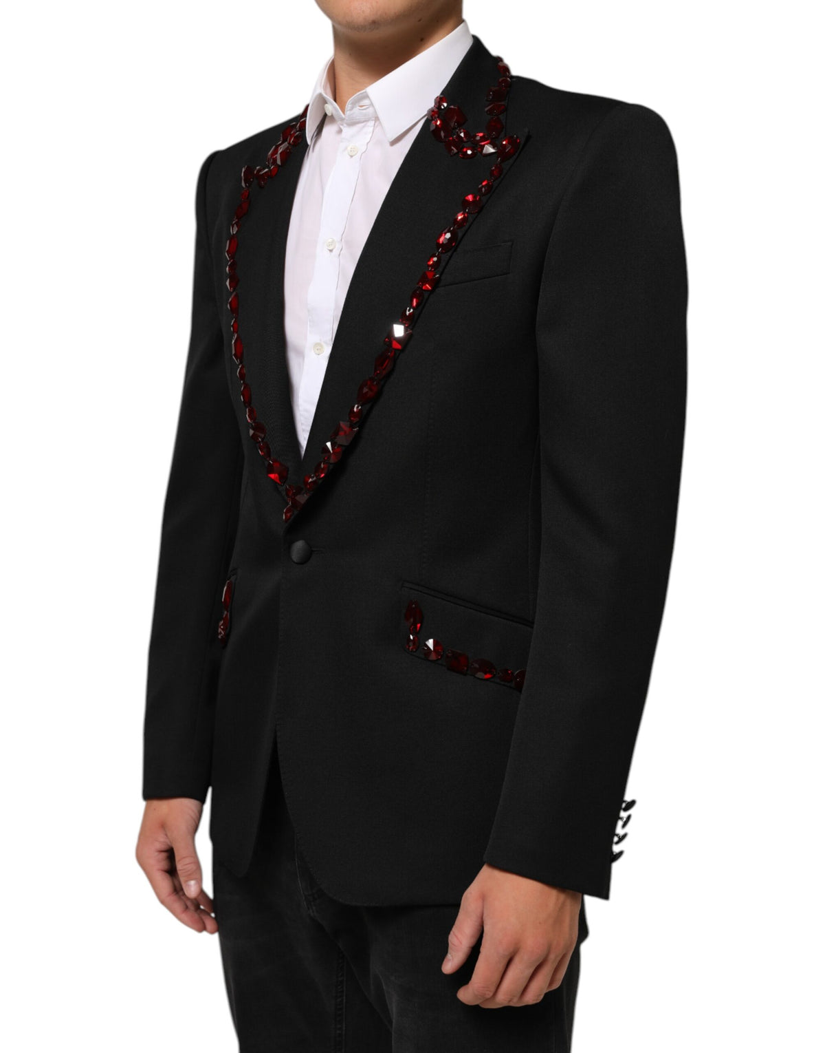 Dolce & Gabbana Black SICILIA Crystal Embellished Men Blazer