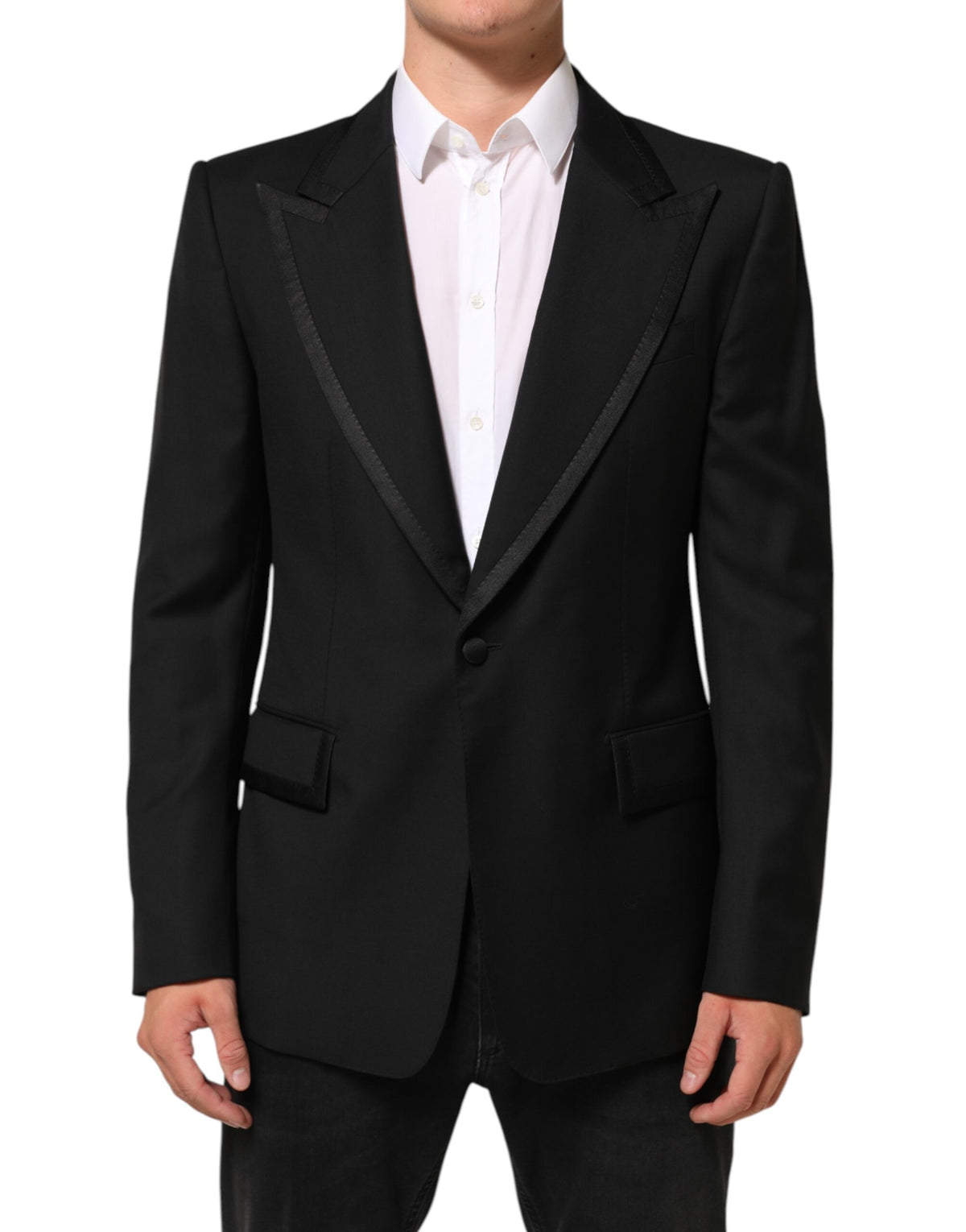 Dolce & Gabbana Black Wool 1 Button Suit Jacket Men Blazer