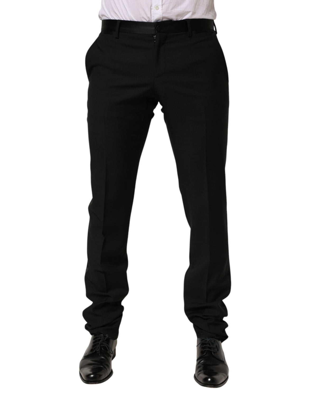 Dolce & Gabbana Black Wool Formal Dress Men Trouser Pants