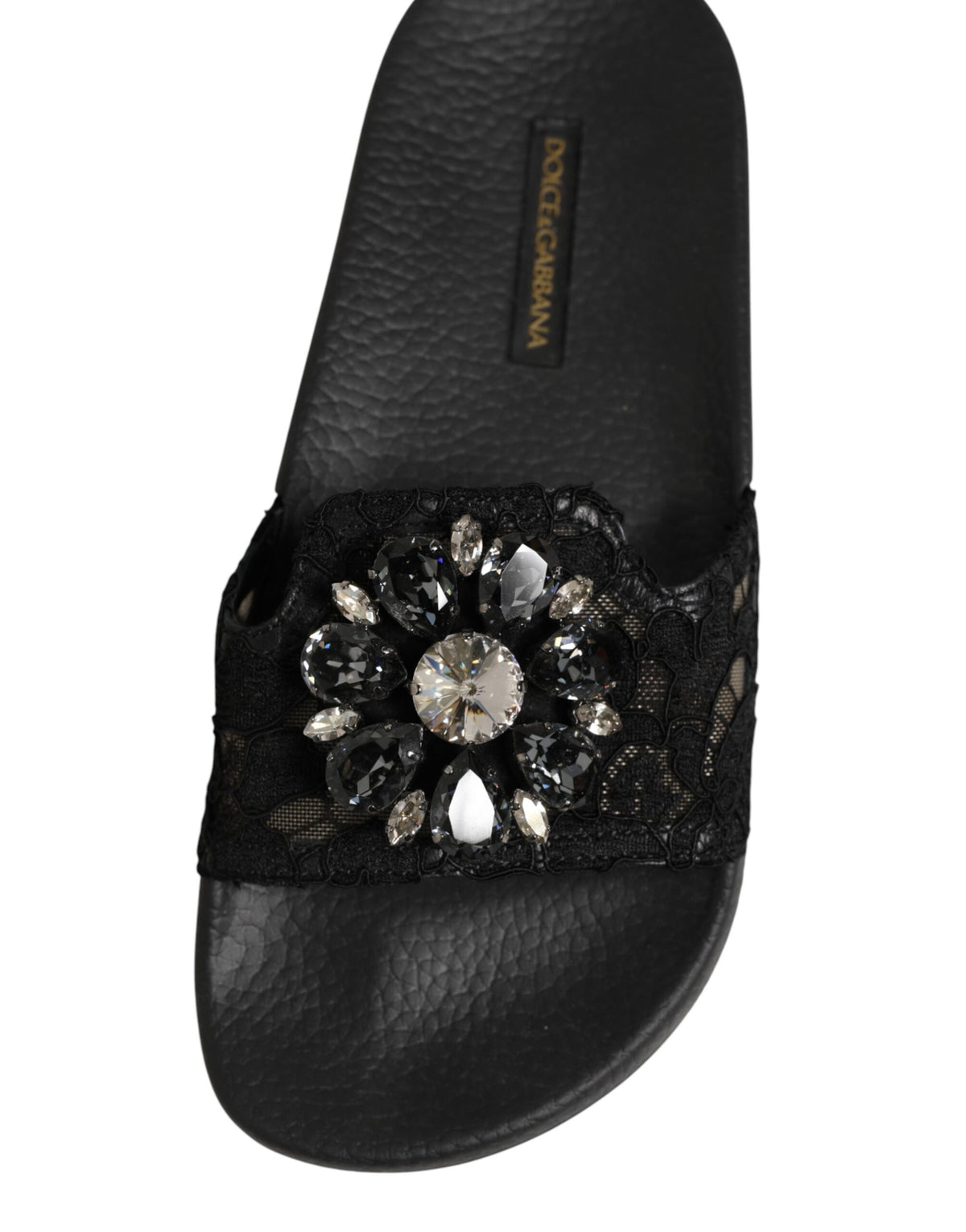 Dolce & Gabbana Black Devotion Matelassé Leather Slides Shoes