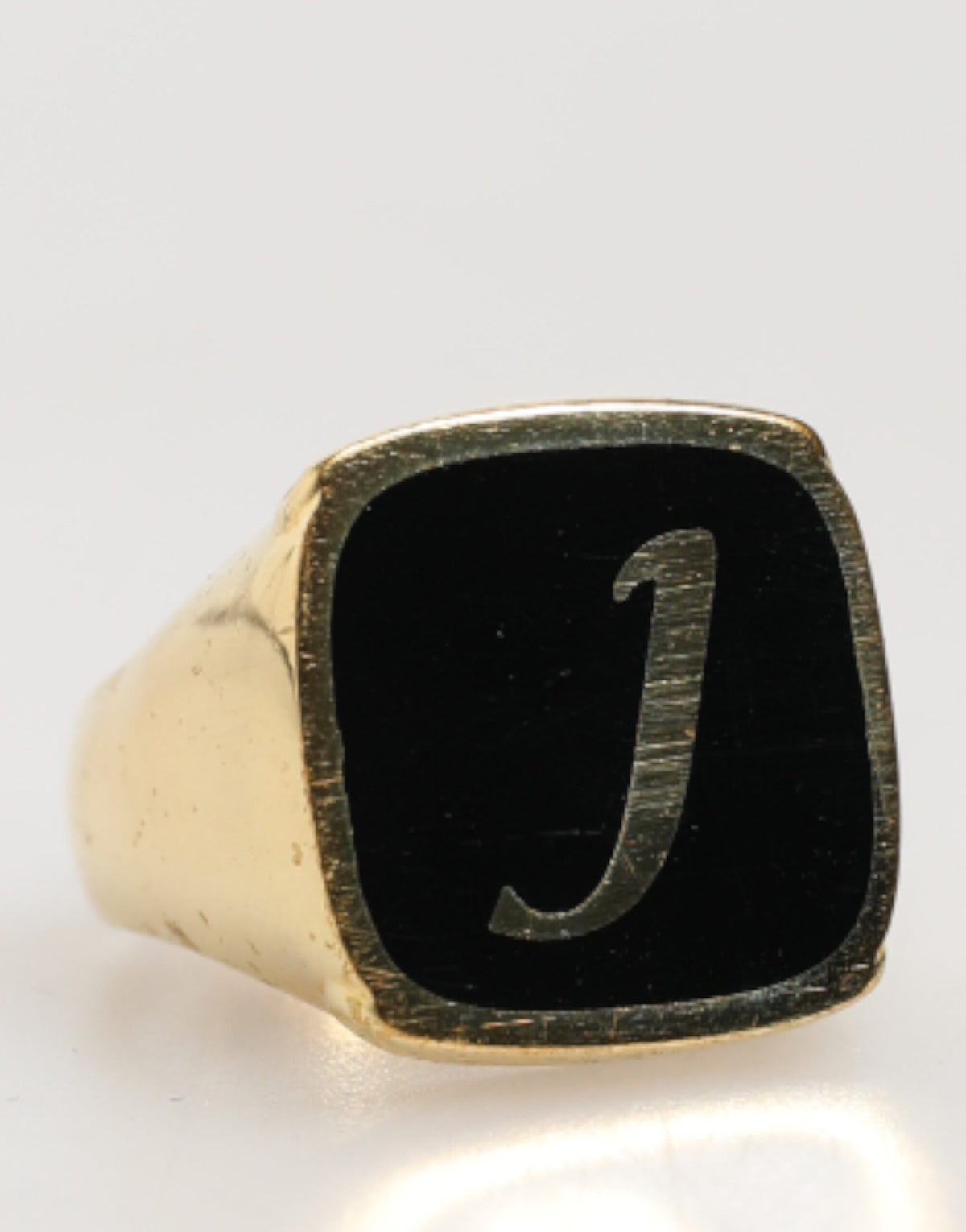 Dolce & Gabbana Gold-Tone Real Brass Black Enamel "J" Adjustable Rings