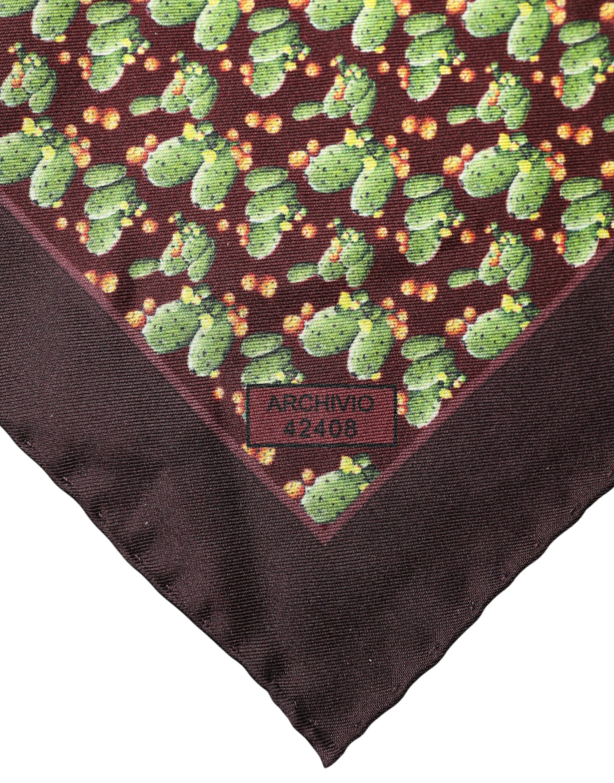 Dolce & Gabbana Brown Cactus Print Square Handkerchief Scarf