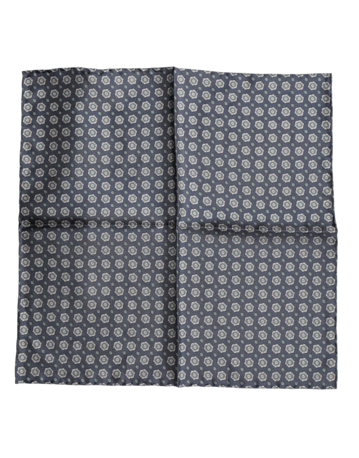 Dolce & Gabbana Blue Patterned Silk Square Handkerchief Scarf