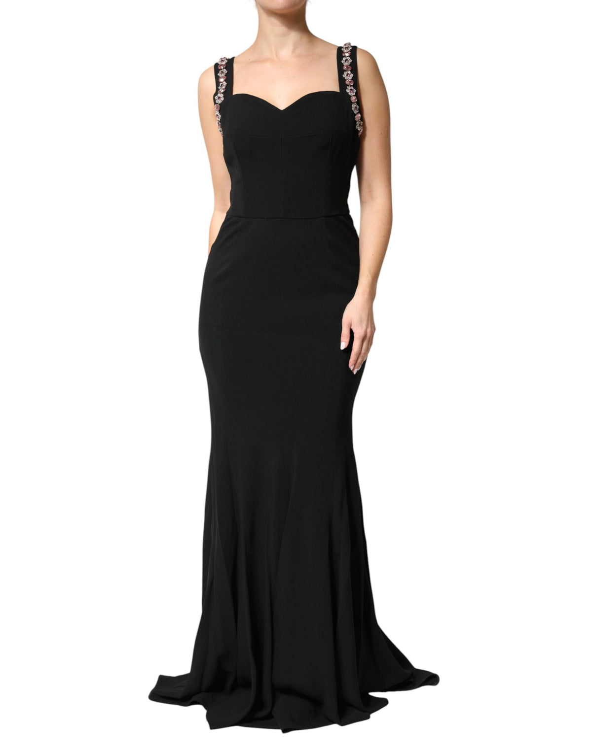 Dolce & Gabbana Black Embellished Bodycon Long Gown Dress