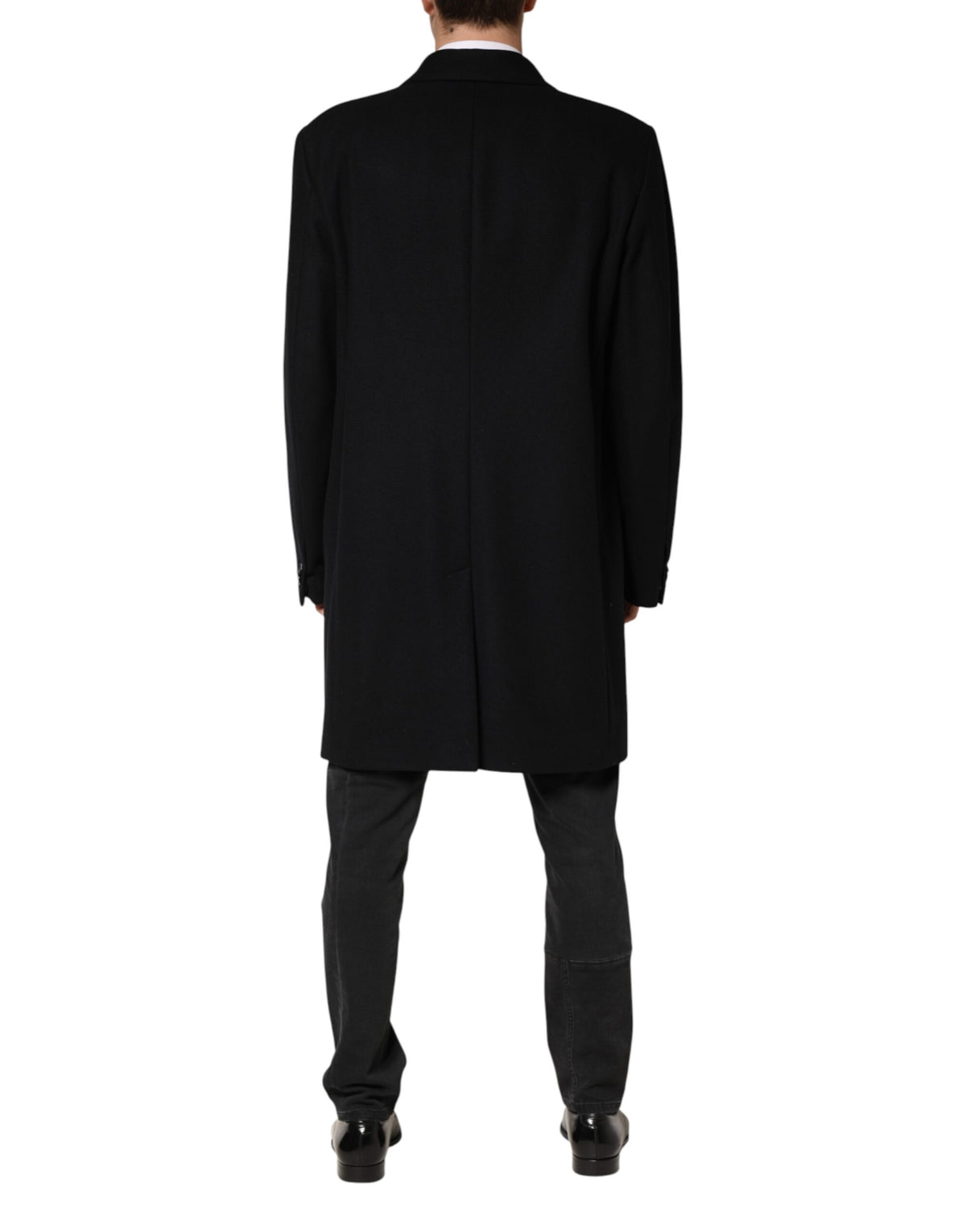 Dolce & Gabbana Black Wool Single Breasted Long Coat Jacket