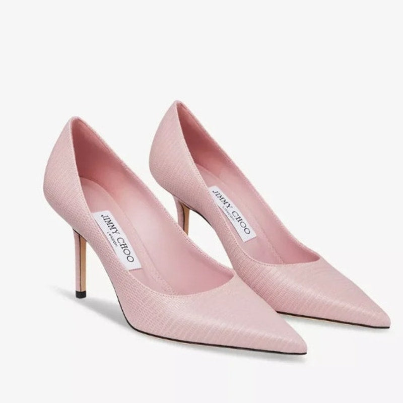 Jimmy Choo Pink Love 85 Lizard Embossed Leather Pumps