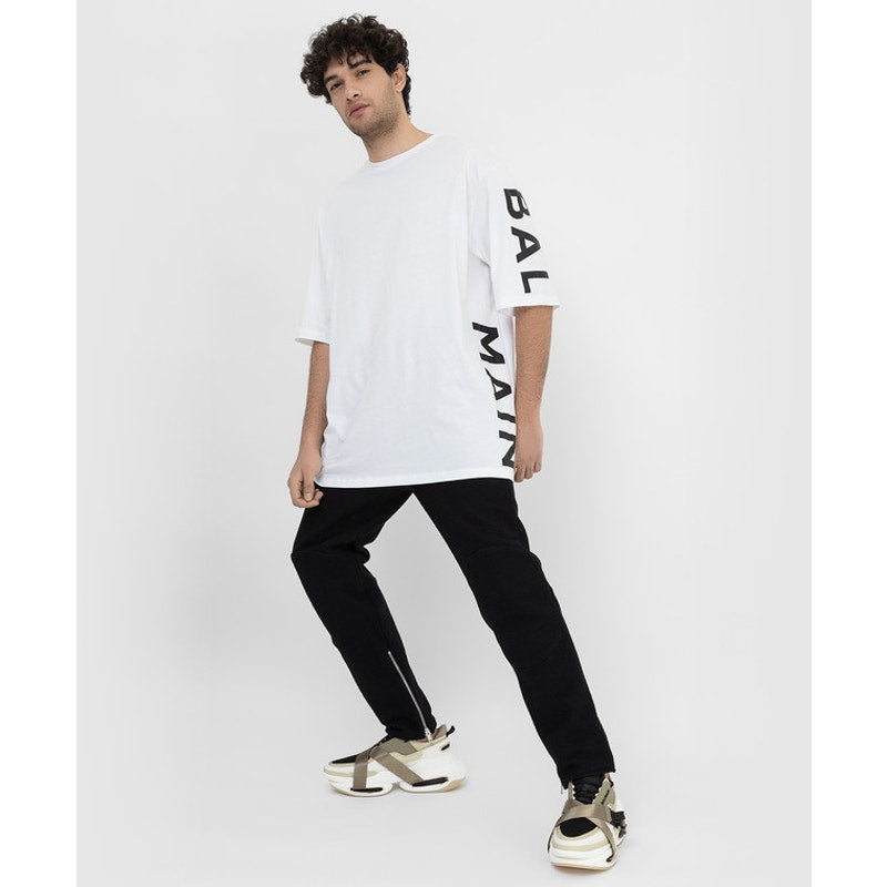 Balmain White Short Sleeve Logo Print T Shirt