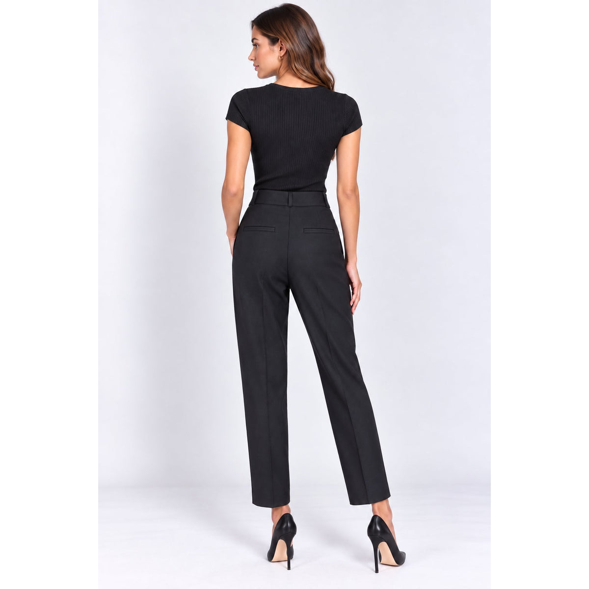 Peserico Black High Waisted Pleated Trouser Pants