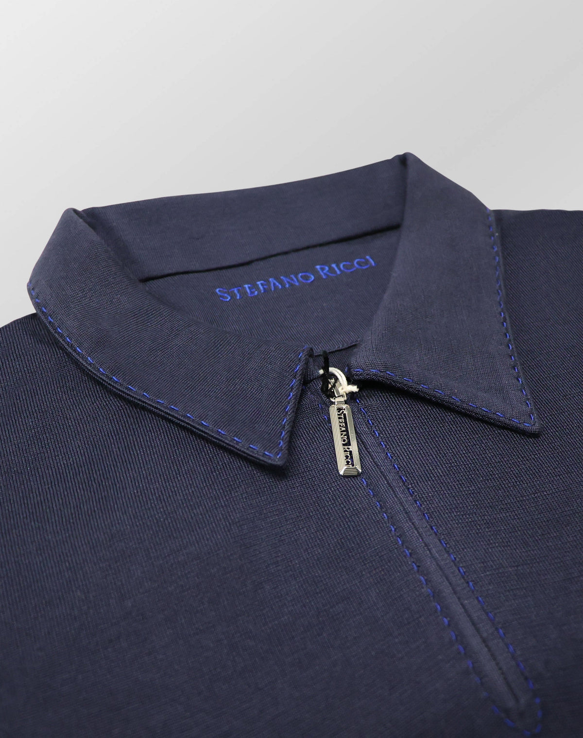 Stefano Ricci Silk Long Sleeve Polo Shirt Zip Neck