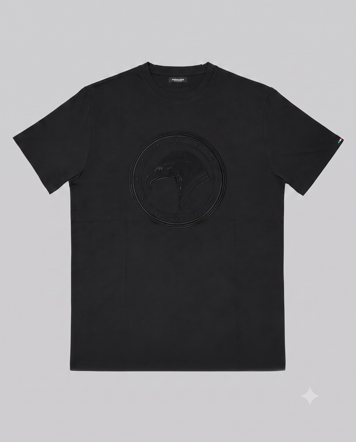 Stefano Ricci Silk Cotton T-Shirt with Eagle Embroidery | Black