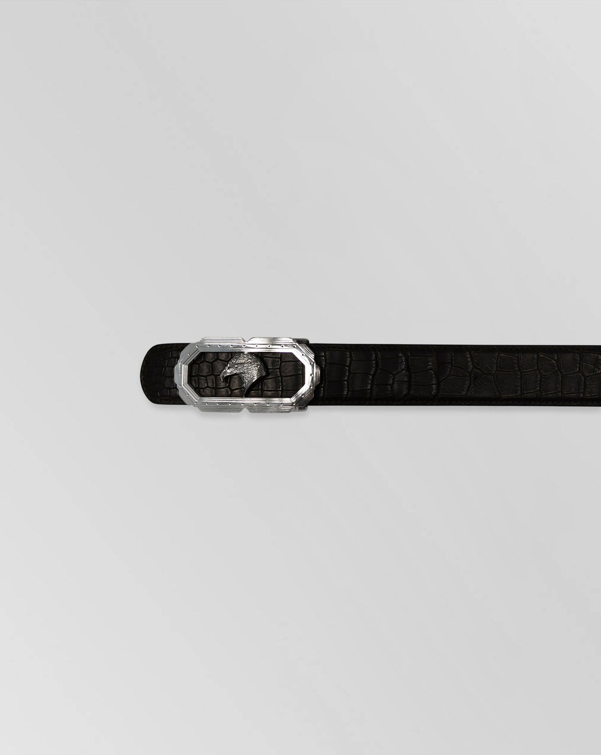 Stefano Ricci Crocodile Leather Eagle Buckle Belt – Black Exotic Luxury Belt