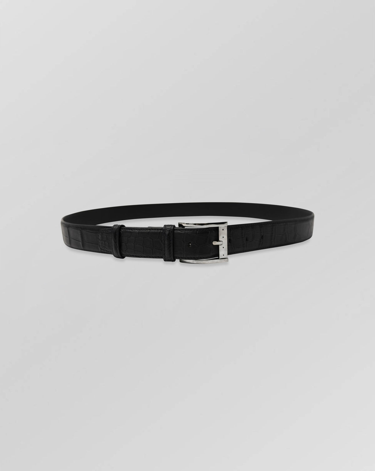 Stefano Ricci Crocodile Leather Belt with Silver Buckle