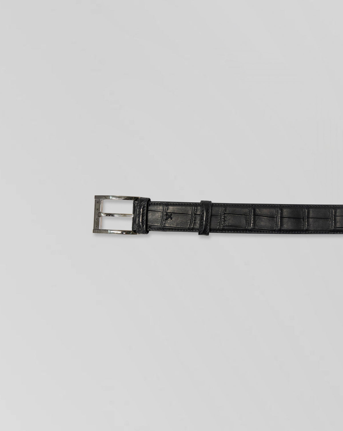 Stefano Ricci Crocodile Leather Belt with Silver Buckle