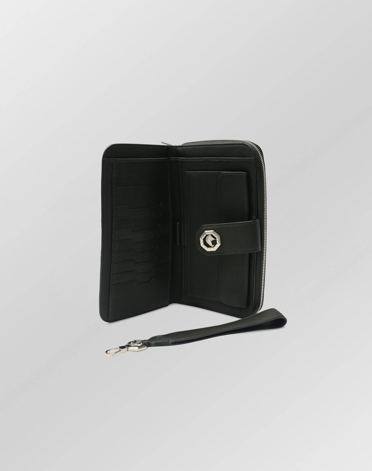 Stefano Ricci Black Textured Leather Continental Wallet Clutch for Men