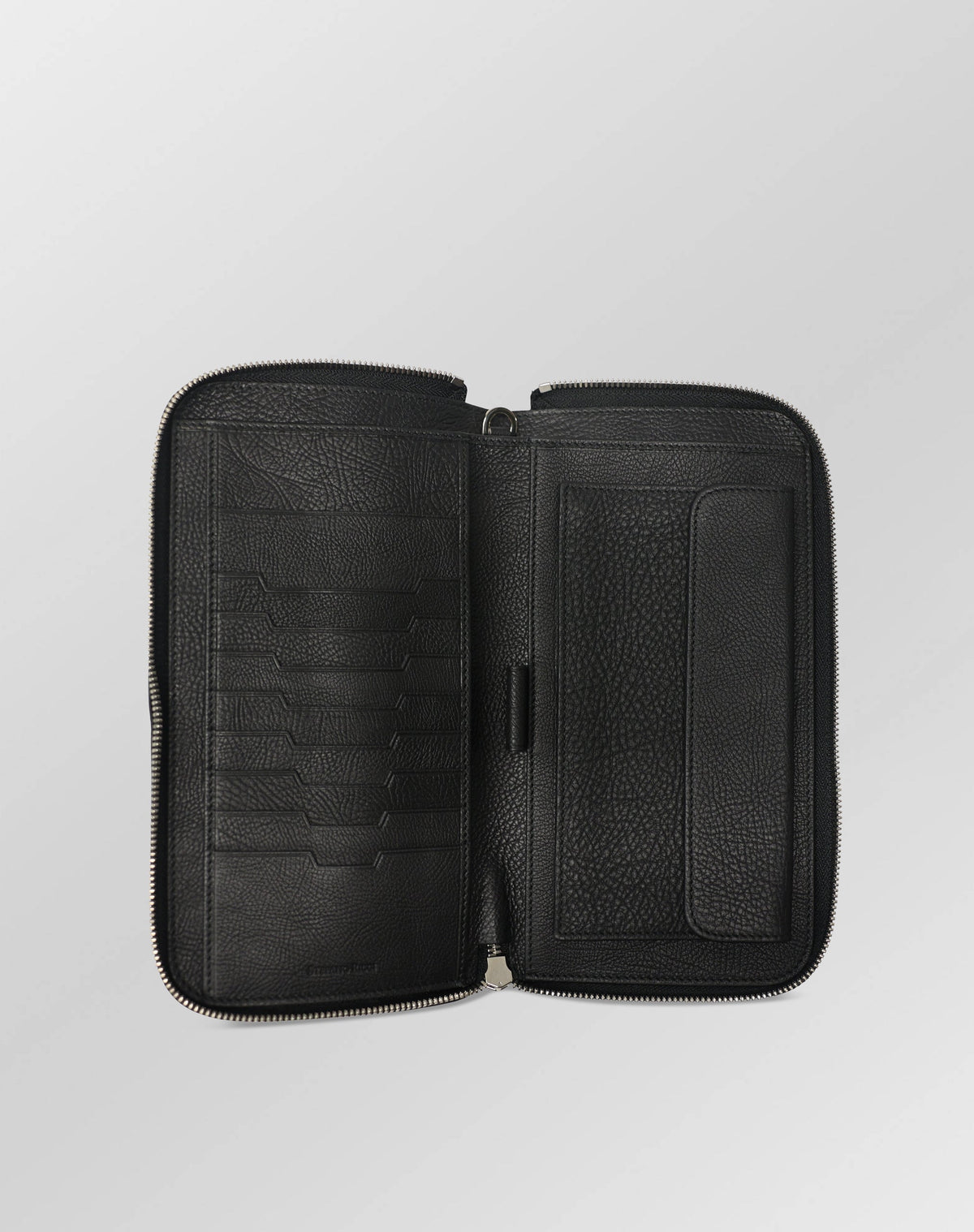 Stefano Ricci Black Grained Leather Continental Wallet Clutch with Detachable Handle