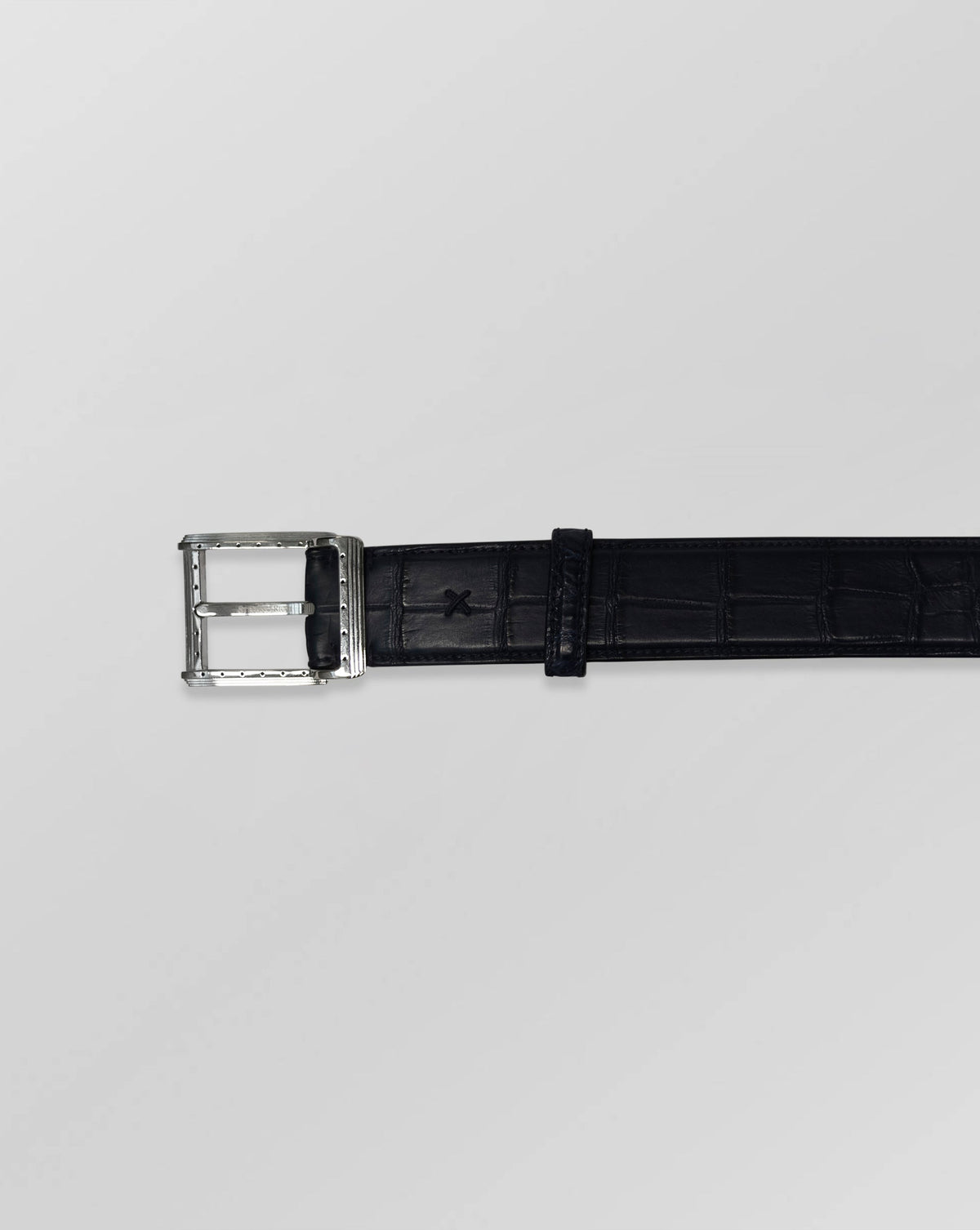 Stefano Ricci Crocodile Leather Belt with Silver Buckle