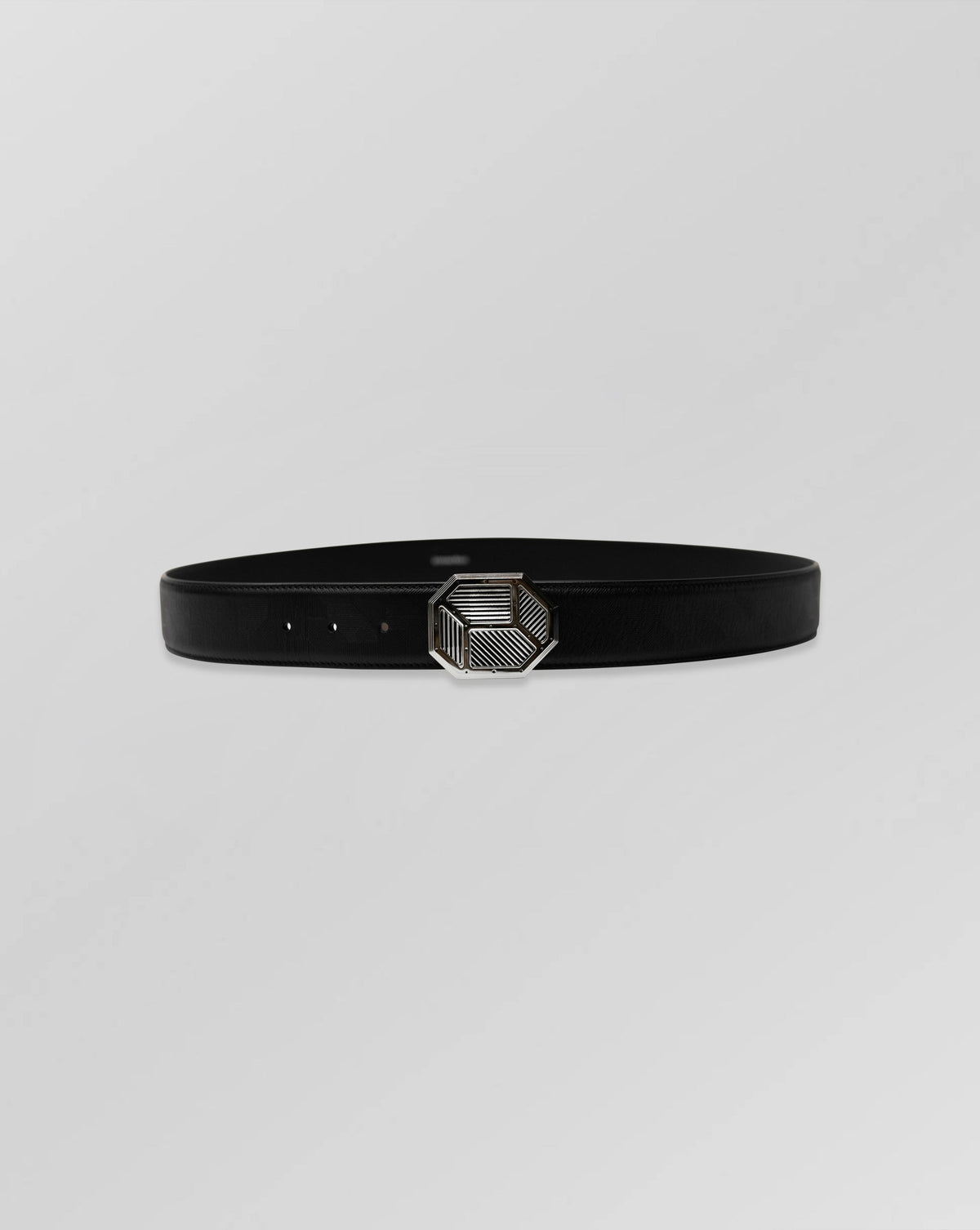 Stefano Ricci Embossed Calfskin Leather Belt with Octagonal Palladium Buckle