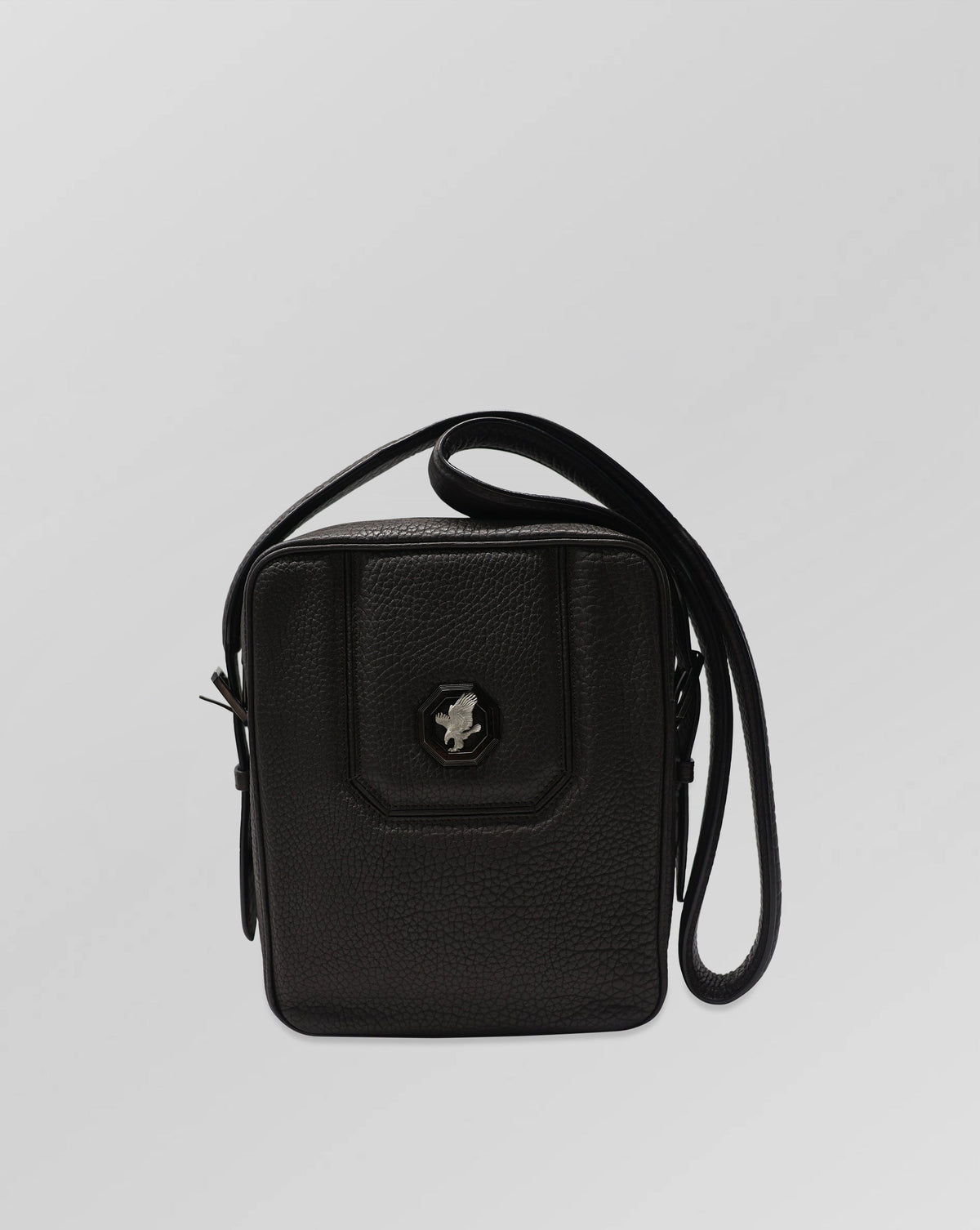 Stefano Ricci Brown Grained Calf Leather Shoulder Bag with Adjustable Strap