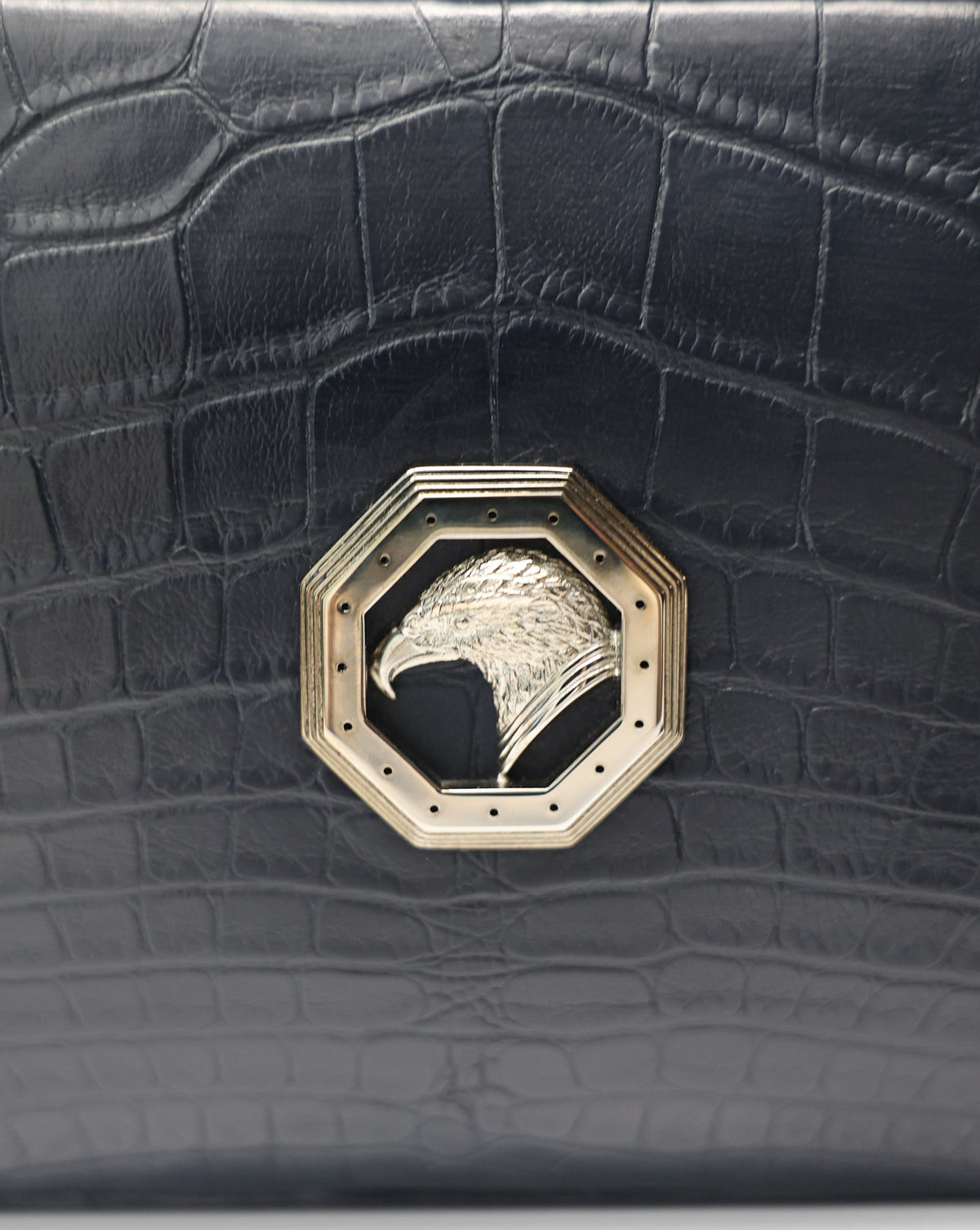 Stefano Ricci Black Matte Crocodile Leather Travel Pouch with Detachable Shoulder Strap