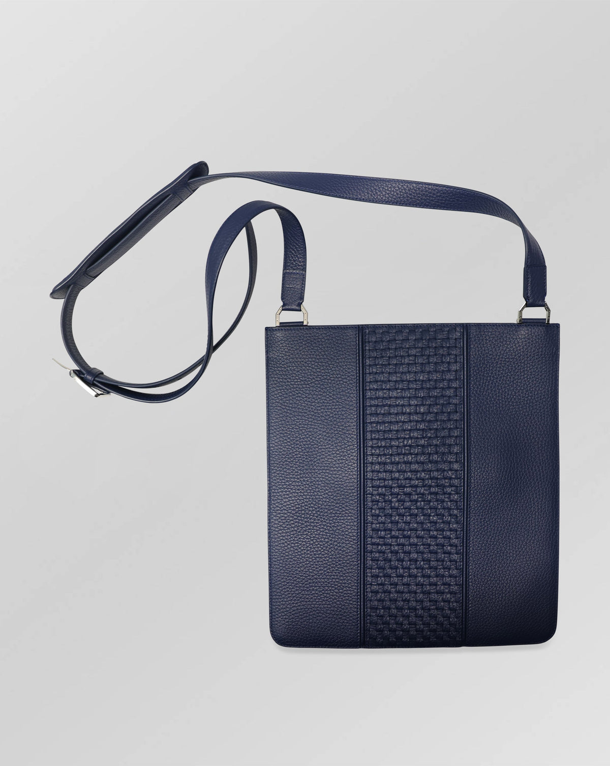Stefano Ricci Woven & Grained Leather Shoulder Bag with Adjustable Strap