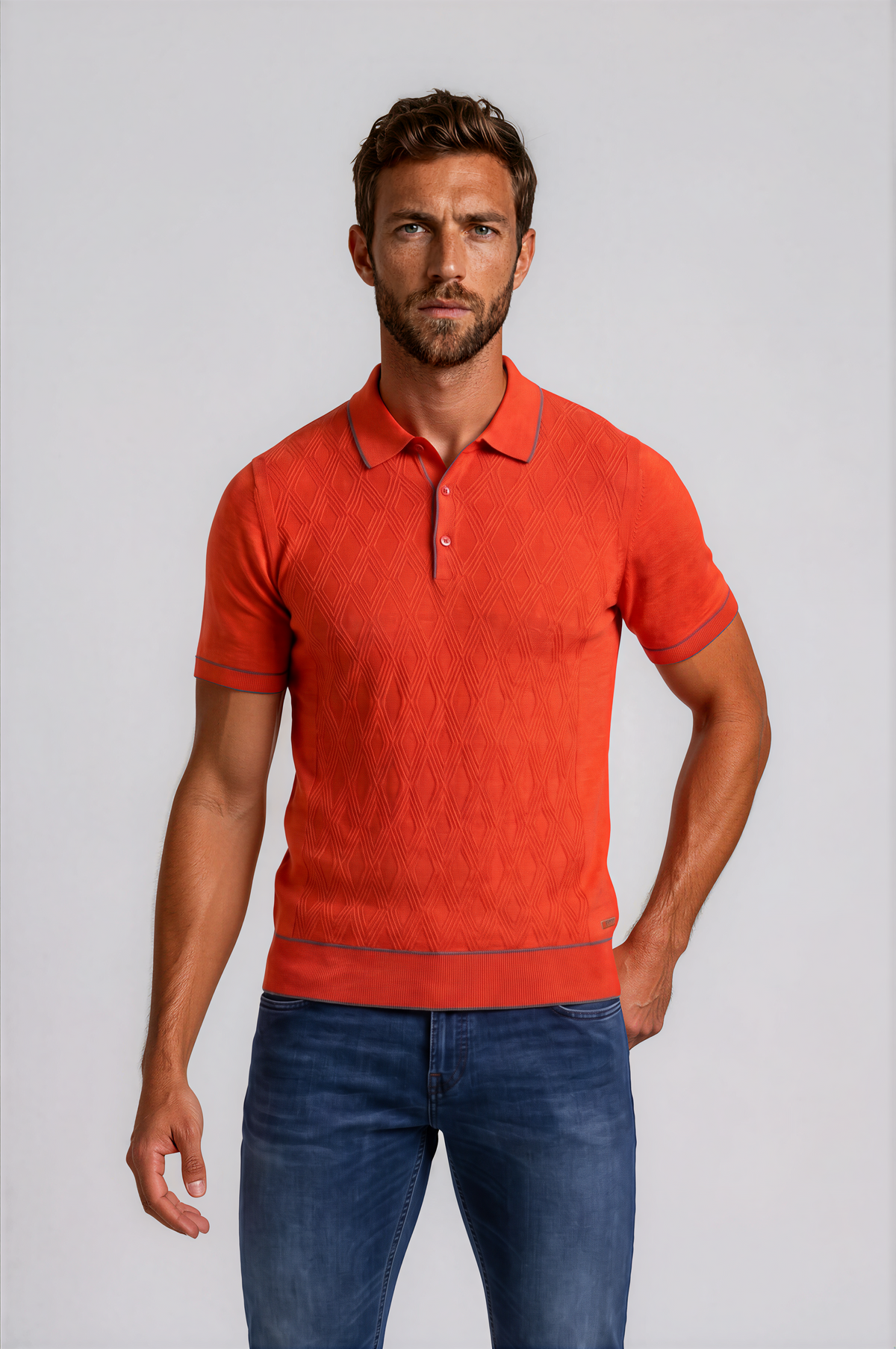 Stefano Ricci Silk Polo Knit Shirt Pattern Detail