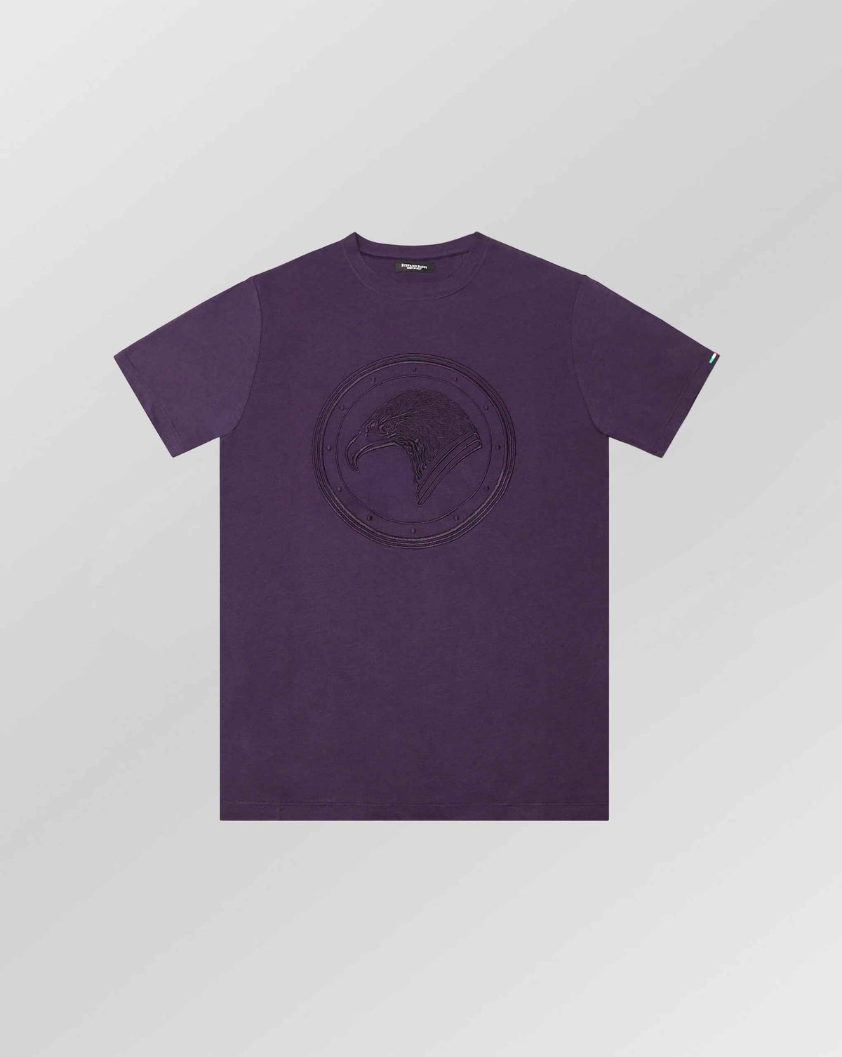 Stefano Ricci Silk Cotton T-Shirt with Eagle Embroidery | Purple