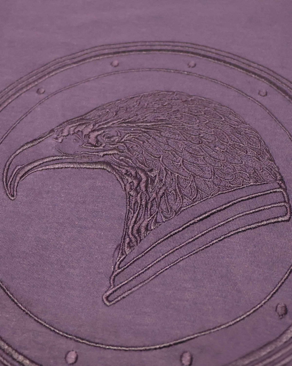 Stefano Ricci Silk Cotton T-Shirt with Eagle Embroidery | Purple