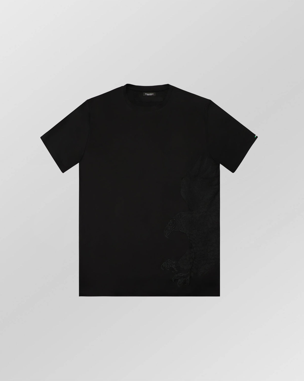 Stefano Ricci Silk Cotton Eagle Embroidered T-Shirt | Black