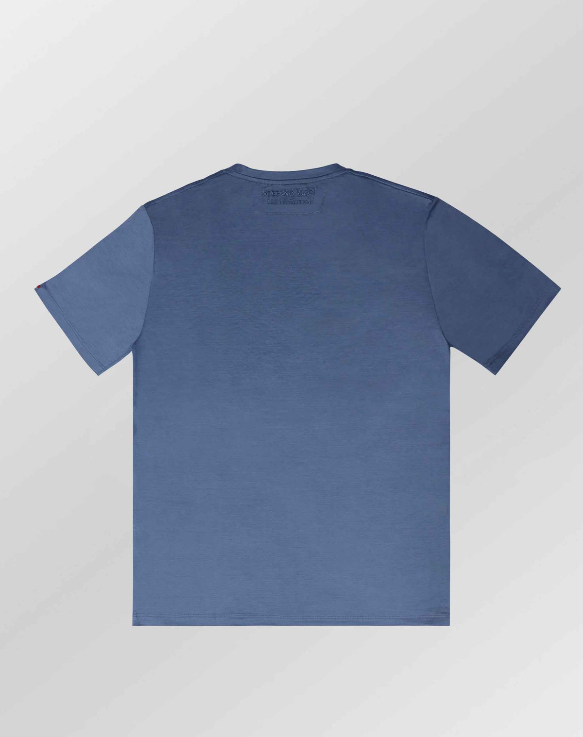 Stefano Ricci Silk Cotton T-Shirt Eagle Embroidery | Blue