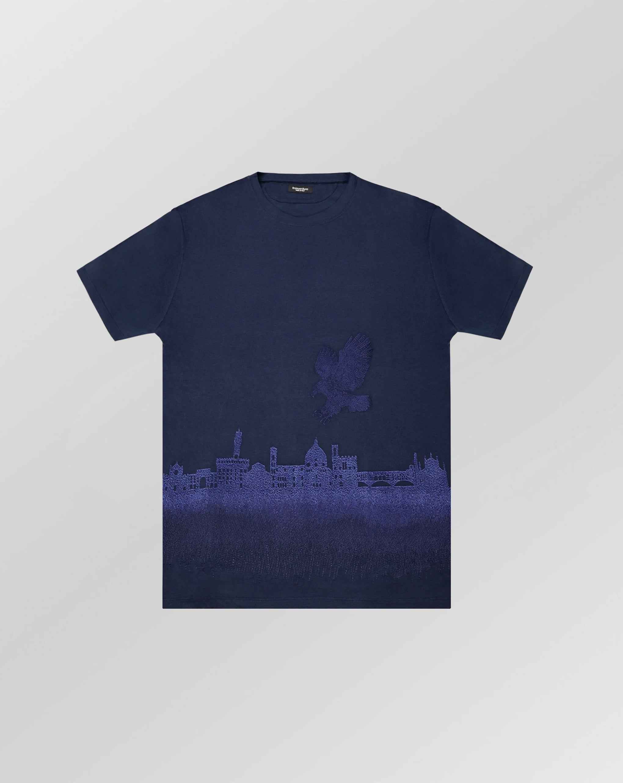 Stefano Ricci Silk Cotton T-Shirt Eagle Skyline (Copy)