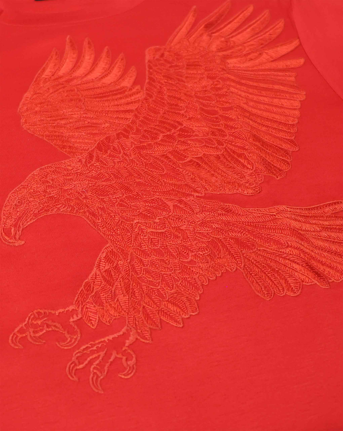 Stefano Ricci Silk Cotton T-Shirt Eagle Embroidery | Red