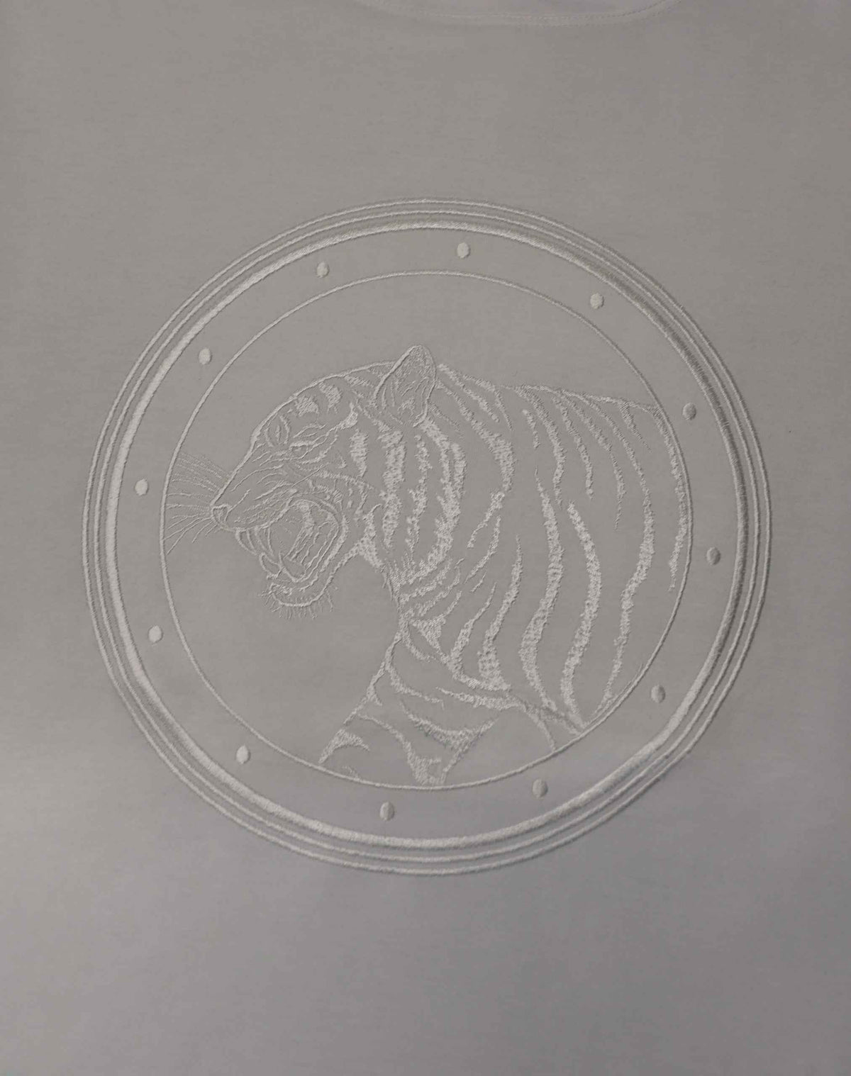 Stefano Ricci Silk Cotton T-Shirt Tiger Embroidery White (Copy)