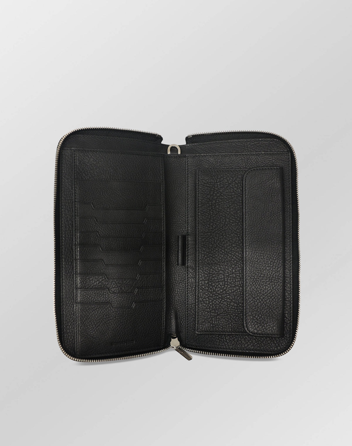 Stefano Ricci Grained Calfskin Zip-Around Wallet Clutch with Eagle Logo Black