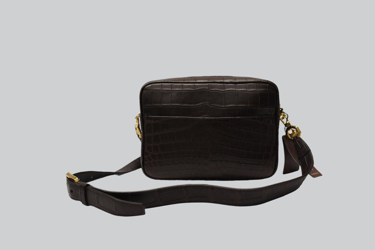 Stefano Ricci Brown Crocodile Leather Luxury Travel Organizer Pouch for Men