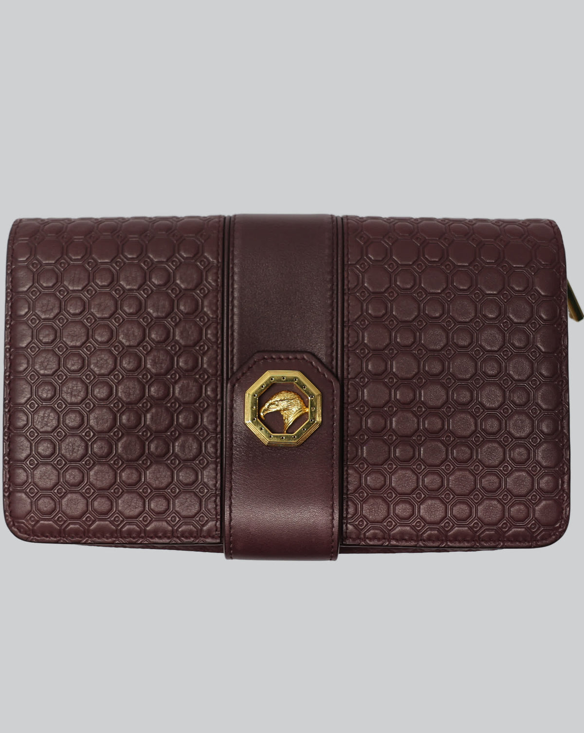 Stefano Ricci Burgundy Embossed Calfskin Zip Wallet - OneOffBtq.com