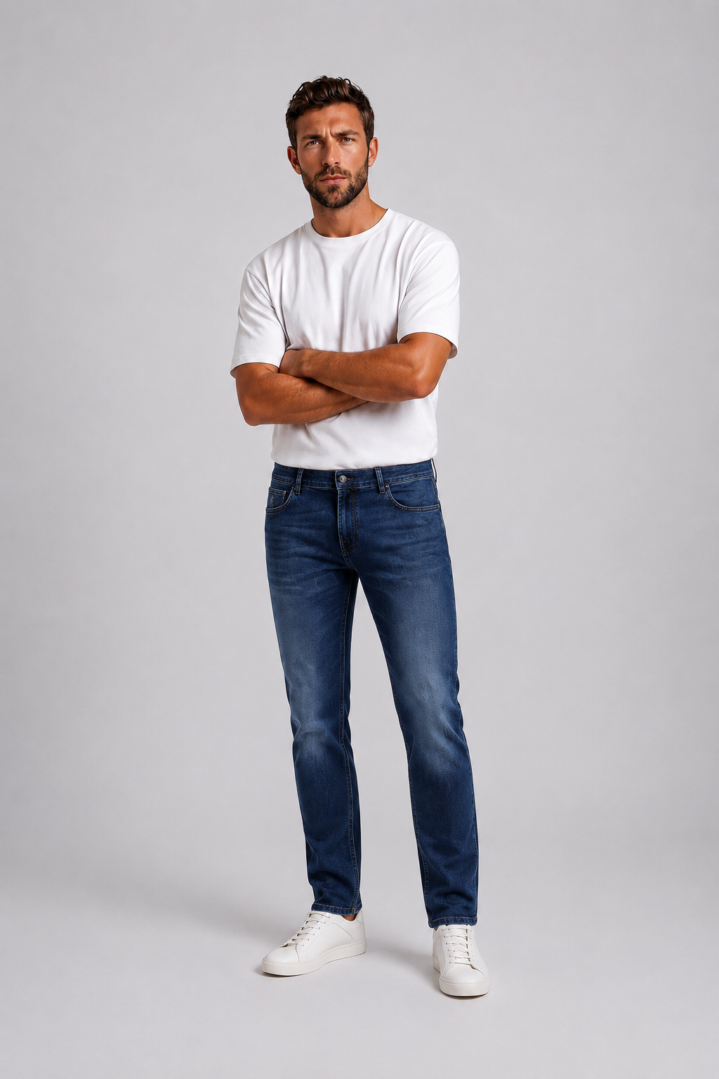 Stefano Ricci Medium Wash Comfort Fit Denim Jeans